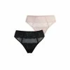 Pour Moi Black Mesh And Lace Thong 2 Pack