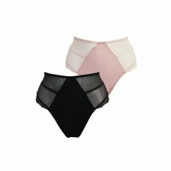 Pour Moi Black Mesh And Lace Deep Brief 2 Pack