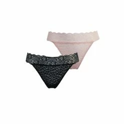 Pour Moi Black Leopard Lace V Thong 2 Pack