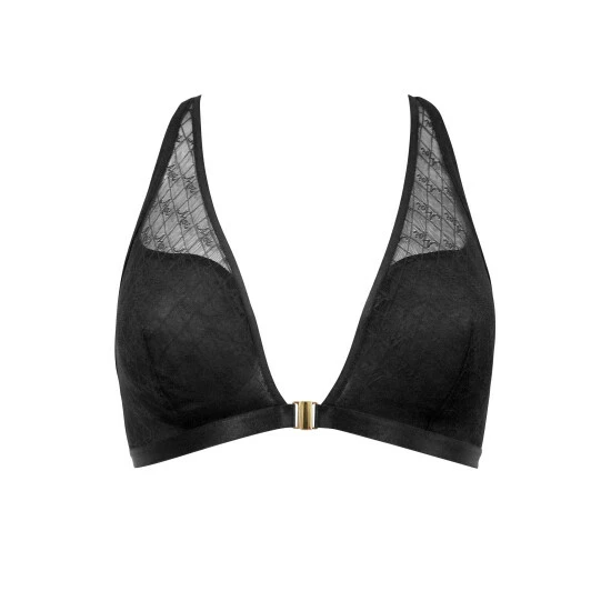 Pour Moi Black Logo Mania Front Fastening Non Wired Bralette 4 Pour Moi Black Logo Mania Front Fastening Non Wired Bralette - Image 4