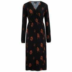 Pour Moi Black/ Chocolate Jada Plisse Long Sleeve Wrap Midi Dress -Pour Moi Shop unnamed file 1569