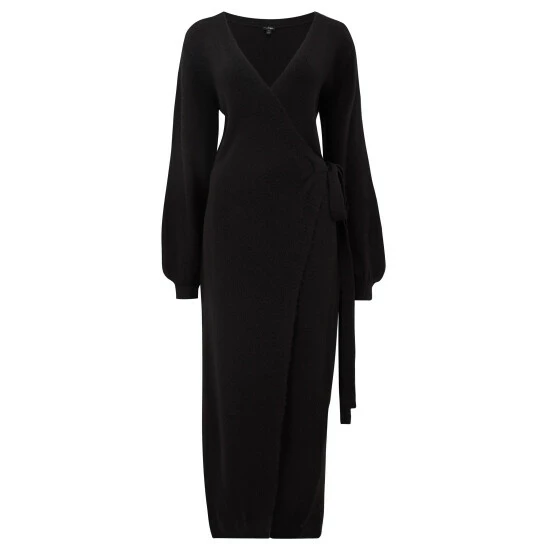 Pour Moi Black Elle Knit Midi Wrap Dress 4 Pour Moi Black Elle Knit Midi Wrap Dress - Image 4
