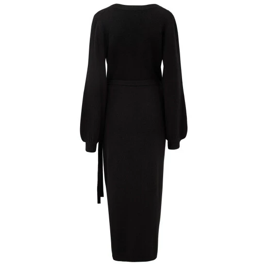 Pour Moi Black Elle Knit Midi Wrap Dress 5 Pour Moi Black Elle Knit Midi Wrap Dress - Image 5