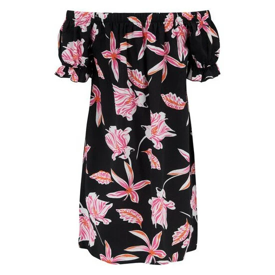 Pour Moi Black & Red Floral Textured Woven Bardot Puff Sleeve Beach Dress 6 Pour Moi Black & Red Floral Textured Woven Bardot Puff Sleeve Beach Dress - Image 6