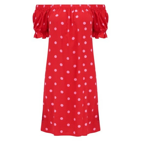 Pour Moi Black & Red Floral Textured Woven Bardot Puff Sleeve Beach Dress 9 Pour Moi Black & Red Floral Textured Woven Bardot Puff Sleeve Beach Dress - Image 9