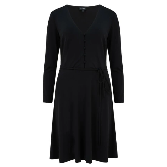 Pour Moi Black Bella Slinky Long Sleeve Tea Dress 4 Pour Moi Black Bella Slinky Long Sleeve Tea Dress - Image 4