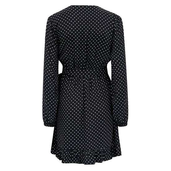 Pour Moi Black Kelly Woven Viscose Balloon Sleeve Frill Wrap Dress 5 Pour Moi Black Kelly Woven Viscose Balloon Sleeve Frill Wrap Dress - Image 5