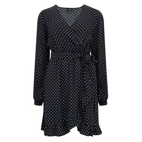 Pour Moi Black Kelly Woven Viscose Balloon Sleeve Frill Wrap Dress 6 Pour Moi Black Kelly Woven Viscose Balloon Sleeve Frill Wrap Dress - Image 6