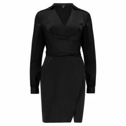 Pour Moi Black Maisie Satin Wrap Front Collar Mini Dress 5 Pour Moi Black Maisie Satin Wrap Front Collar Mini Dress -Pour Moi Shop unnamed file 1641