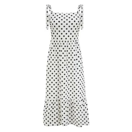 Pour Moi Black Laura Pique Tie Strap Tiered Midi Dress 8 Pour Moi Black Laura Pique Tie Strap Tiered Midi Dress - Image 8