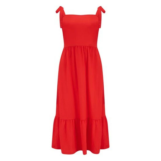 Pour Moi Black Laura Pique Tie Strap Tiered Midi Dress 9 Pour Moi Black Laura Pique Tie Strap Tiered Midi Dress - Image 9