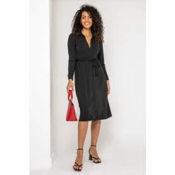 Pour Moi Black Bailey Slinky Recycled Jersey Midi Shirt Dress -Pour Moi Shop unnamed file 1680