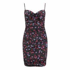 Pour Moi Black Floral Elena Stretch Satin Bodycon Mini Dress -Pour Moi Shop unnamed file 1688