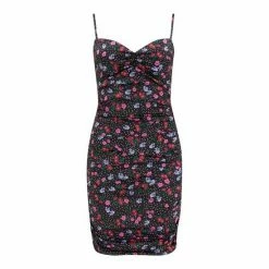 Pour Moi Black Floral Elena Stretch Satin Bodycon Mini Dress -Pour Moi Shop unnamed file 1690