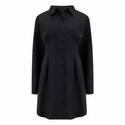 Pour Moi Black Cotton Poplin Inverted Pleat Waist Shirt Dress -Pour Moi Shop unnamed file 1696