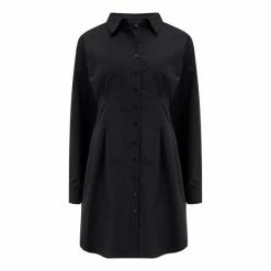 Pour Moi Black Cotton Poplin Inverted Pleat Waist Shirt Dress -Pour Moi Shop unnamed file 1698