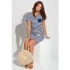 Pour Moi White & Navy Blue Stripe Jersey T-Shirt Beach Dress