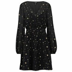 Pour Moi Black Gold Star Natalya Chiffon Wrap Front Dress -Pour Moi Shop unnamed file 1716