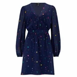 Pour Moi Black Gold Star Natalya Chiffon Wrap Front Dress -Pour Moi Shop unnamed file 1719