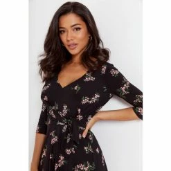 Pour Moi Black Blair Slinky Recycled Jersey Tie Waist Dress -Pour Moi Shop unnamed file 1743