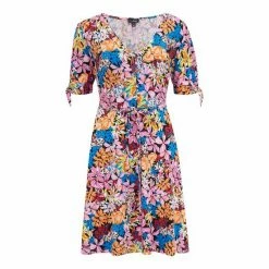 Pour Moi Black Floral Bella Slinky Recycled Jersey Tie Sleeve Tea Dress -Pour Moi Shop unnamed file 1754