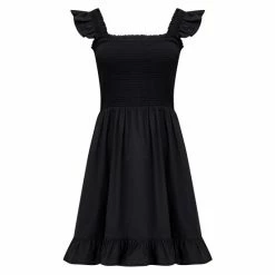 Pour Moi Black Lucy Cotton Poplin Frill Shoulder Mini Dress -Pour Moi Shop unnamed file 1774