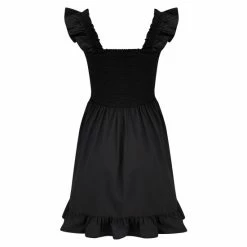 Pour Moi Black Lucy Cotton Poplin Frill Shoulder Mini Dress -Pour Moi Shop unnamed file 1775