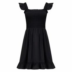 Pour Moi Black Lucy Cotton Poplin Frill Shoulder Mini Dress -Pour Moi Shop unnamed file 1776