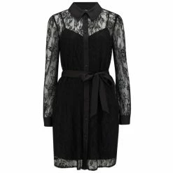 Pour Moi Black Clara Long Sleeve Lace Shirt Dress -Pour Moi Shop unnamed file 1865