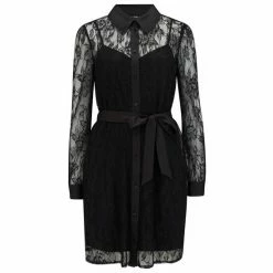 Pour Moi Black Clara Long Sleeve Lace Shirt Dress -Pour Moi Shop unnamed file 1867