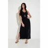 Pour Moi Black Halter Neck Gold Buckle Maxi Dress