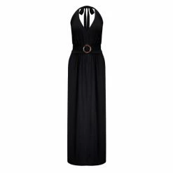 Pour Moi Black Halter Neck Gold Buckle Maxi Dress -Pour Moi Shop unnamed file 1871