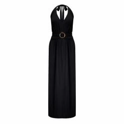 Pour Moi Black Halter Neck Gold Buckle Maxi Dress -Pour Moi Shop unnamed file 1873