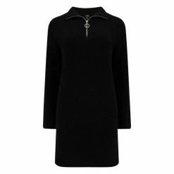 Pour Moi Black Frankie Quarter Zip Knit Dress -Pour Moi Shop unnamed file 1880
