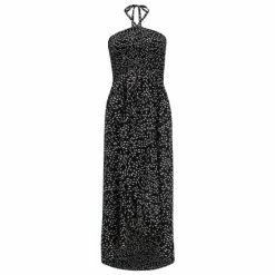 Pour Moi Black & White Spot Halter Neck Strap Shirred Bodice Maxi Dress -Pour Moi Shop unnamed file 1891