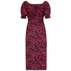 Pour Moi Red Emma Woven Viscose Puff Sleeve Midi Tea Dress -Pour Moi Shop unnamed file 1925