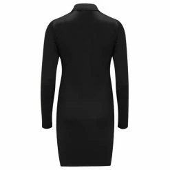Pour Moi Black Shine Jersey Ruched Front Bodycon Shirt Dress -Pour Moi Shop unnamed file 1931