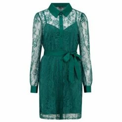 Pour Moi Green Clara Long Sleeve Lace Shirt Dress -Pour Moi Shop unnamed file 1957