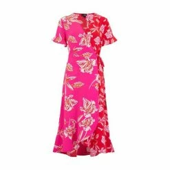 Pour Moi Pink Frill Detail Woven Wrap Dress -Pour Moi Shop unnamed file 1962