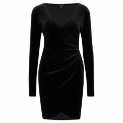 Pour Moi Black Suki Velvet Wrap Bodycon Dress -Pour Moi Shop unnamed file 1967