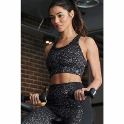 Pour Moi Black Energy Reflective Mesh Insert Crop Top - Low Impact