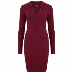 Pour Moi Pink Eva Ecovero Rib Knit V Neck Collar Mini Dress -Pour Moi Shop unnamed file 1983