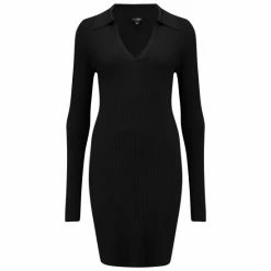 Pour Moi Black Eva Rib Knit V Neck Collar Mini Dress -Pour Moi Shop unnamed file 2018