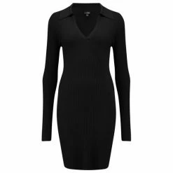 Pour Moi Black Eva Rib Knit V Neck Collar Mini Dress -Pour Moi Shop unnamed file 2020