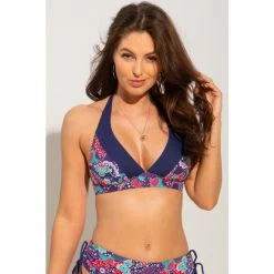 Pour Moi Navy Positano Removable Cup Halter Top