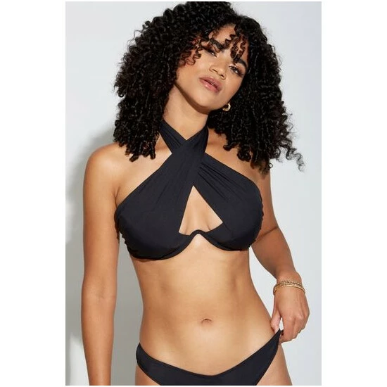 Pour Moi Black Space Halter Underwired Wrap Cut Out Top 6 Pour Moi Black Space Halter Underwired Wrap Cut Out Top - Image 6
