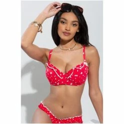 Pour Moi Red Sunset Beach Lightly Padded Underwired Top