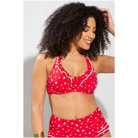 Pour Moi Red Sunset Beach Halter Underwired Top 1 Pour Moi Red Sunset Beach Halter Underwired Top