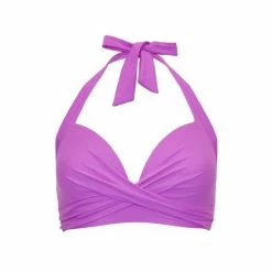 Pour Moi Purple Valencia Twist Front Lightly Padded Non Wired Halter Top -Pour Moi Shop unnamed file 2454