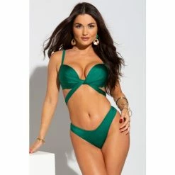 Alternative view of Pour Moi Green Space Front Fastening Wrap Around Lightly Padded Underwired Top